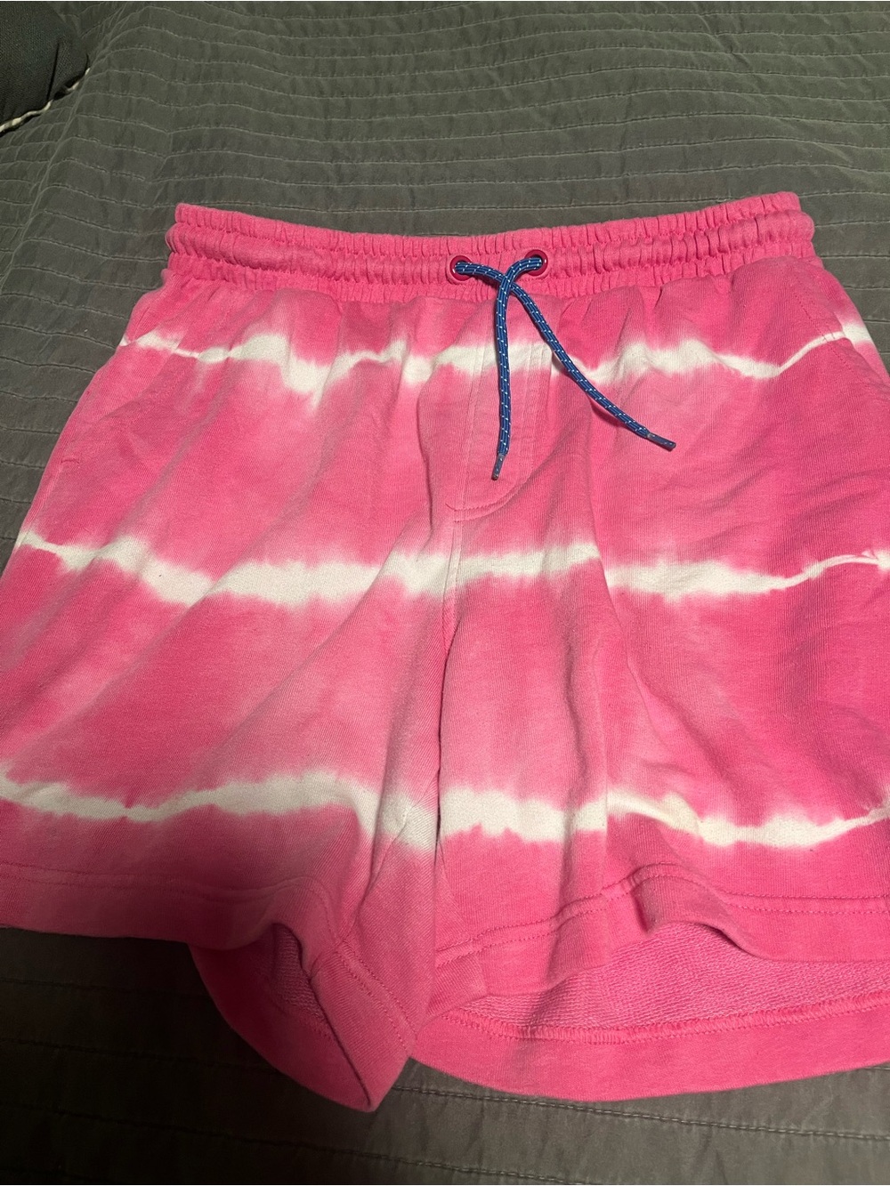 Ladies Pink Tie-Dye Knit Shorts with Drawstring